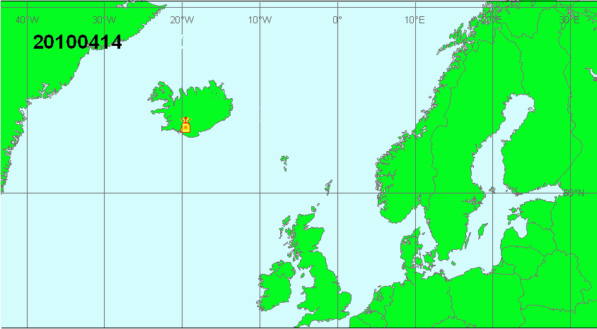 iceland volcanoes map. Volcanic Ash Cloud Drift